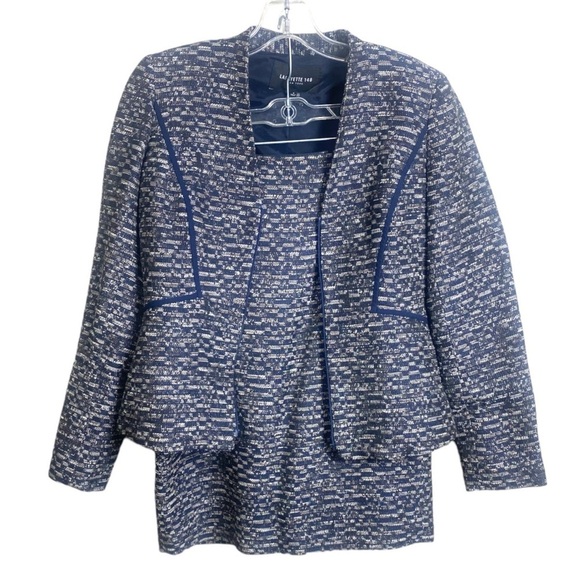 Lafayette 148 Blue Tweed Work Career 2 Piece Skirt Set Size 2 and 6  READ. - Picture 1 of 13